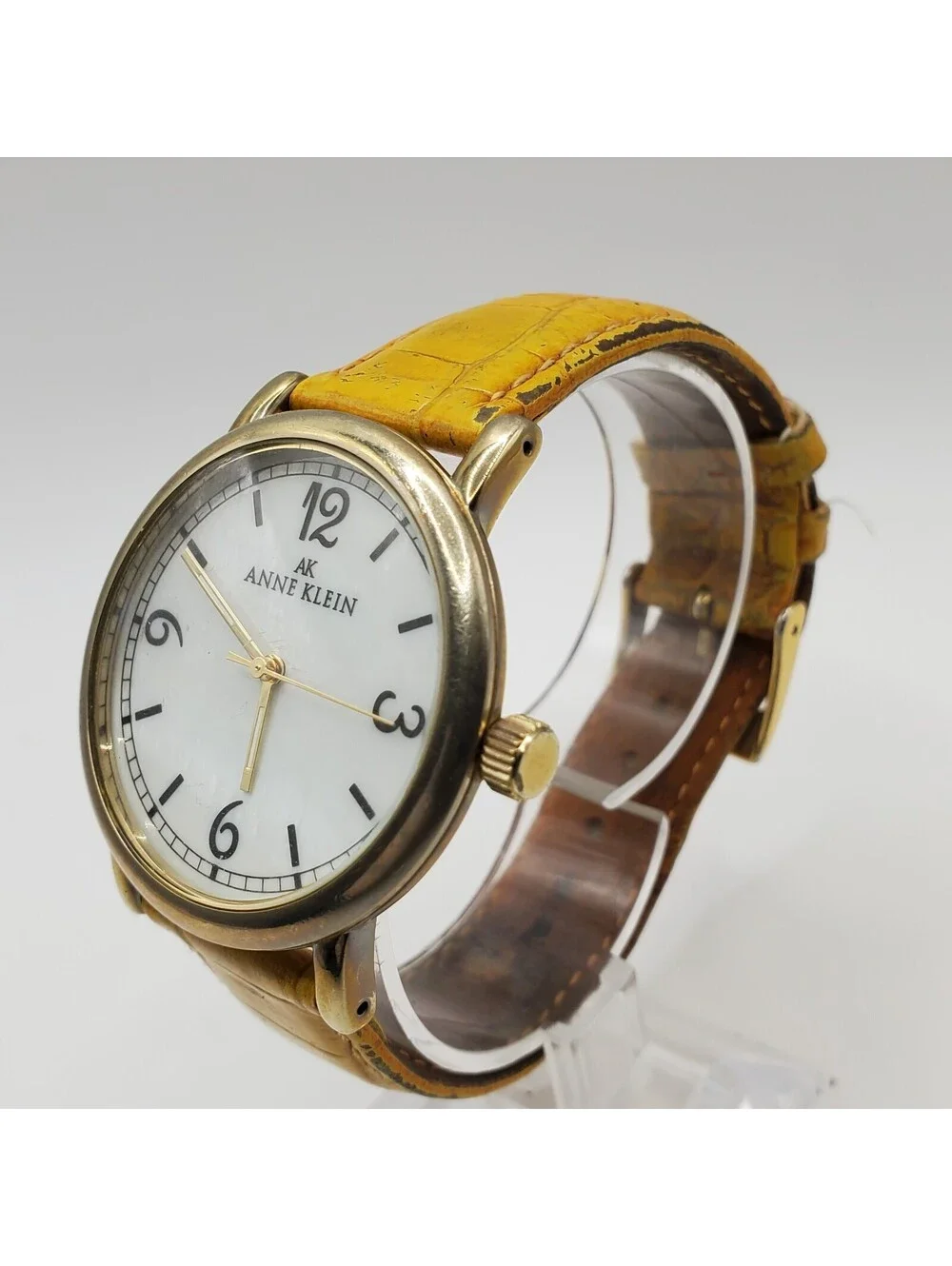 Anne Klein Quartz Womens Watch 36mm White Dial Gold Tone New Battery